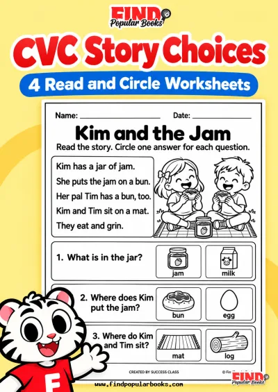 CVC Story Choices | 4 Read and Circle Worksheets