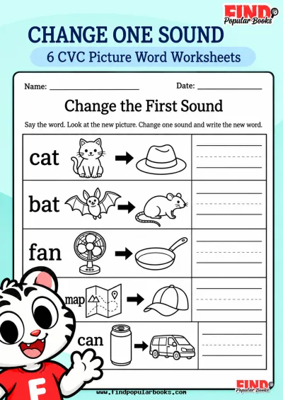 Change One Sound | 6 CVC Picture Word Worksheets