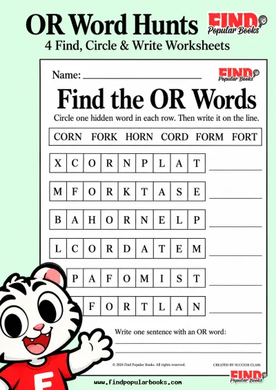OR Word Hunts | 4 Find, Circle & Write Worksheets
