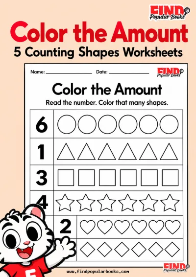Color the Amount | 5 Counting Shapes Worksheets