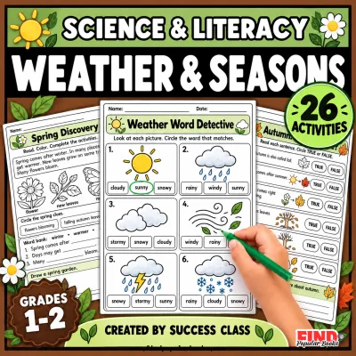 Weather & Seasons Worksheets for Grades 1–2 | 26 Science & Literacy Activities