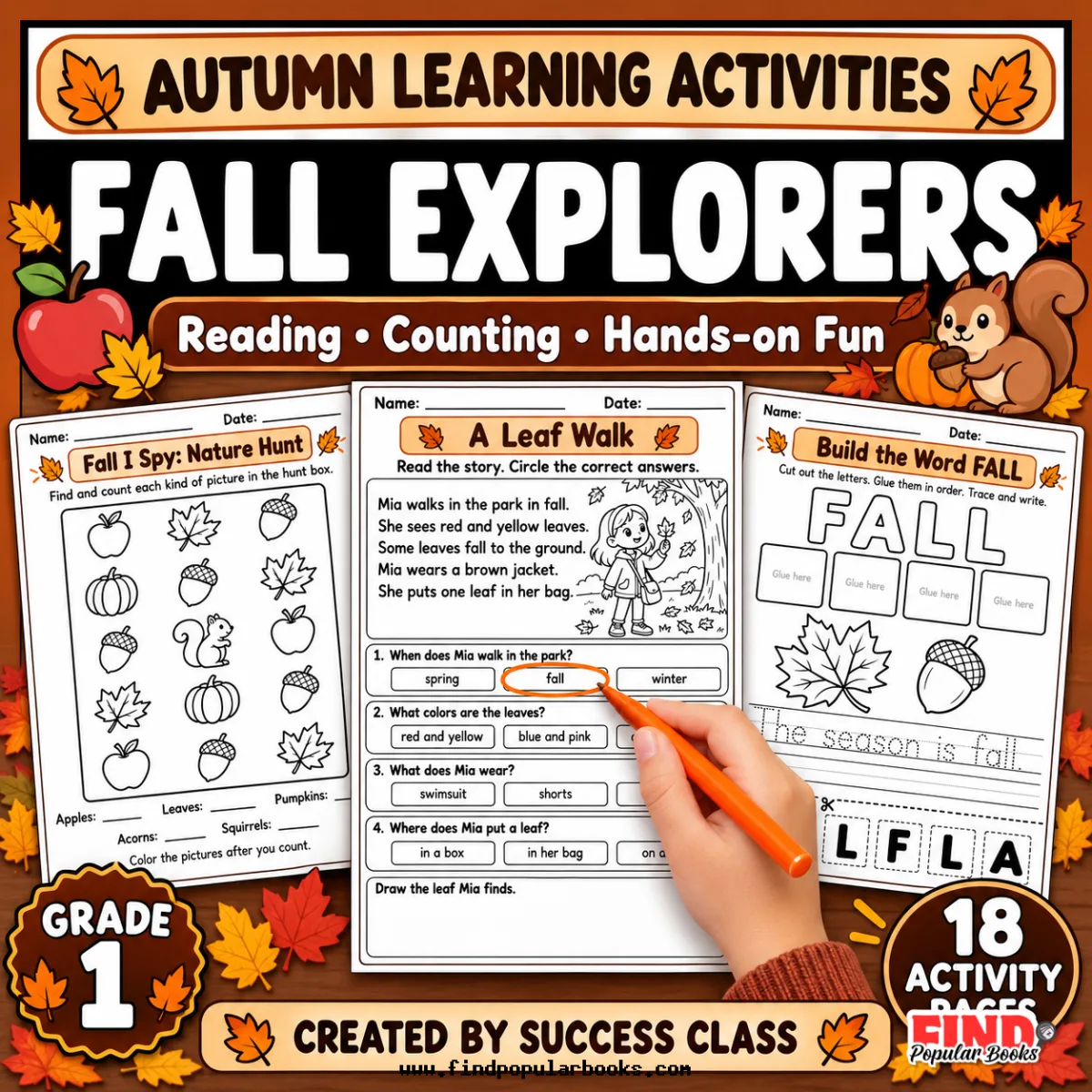 Fall Worksheets for 1st Grade | 18 Autumn Reading & Activity Pages
