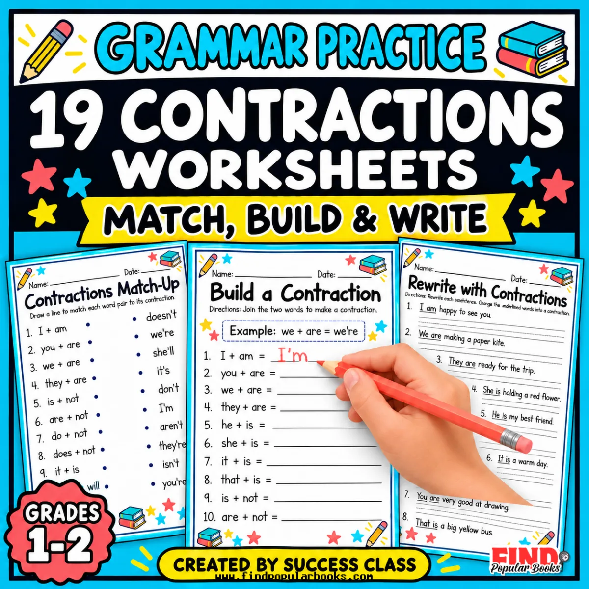 Contractions Worksheets | 19 Grammar, Apostrophe & Sentence Writing Activities
