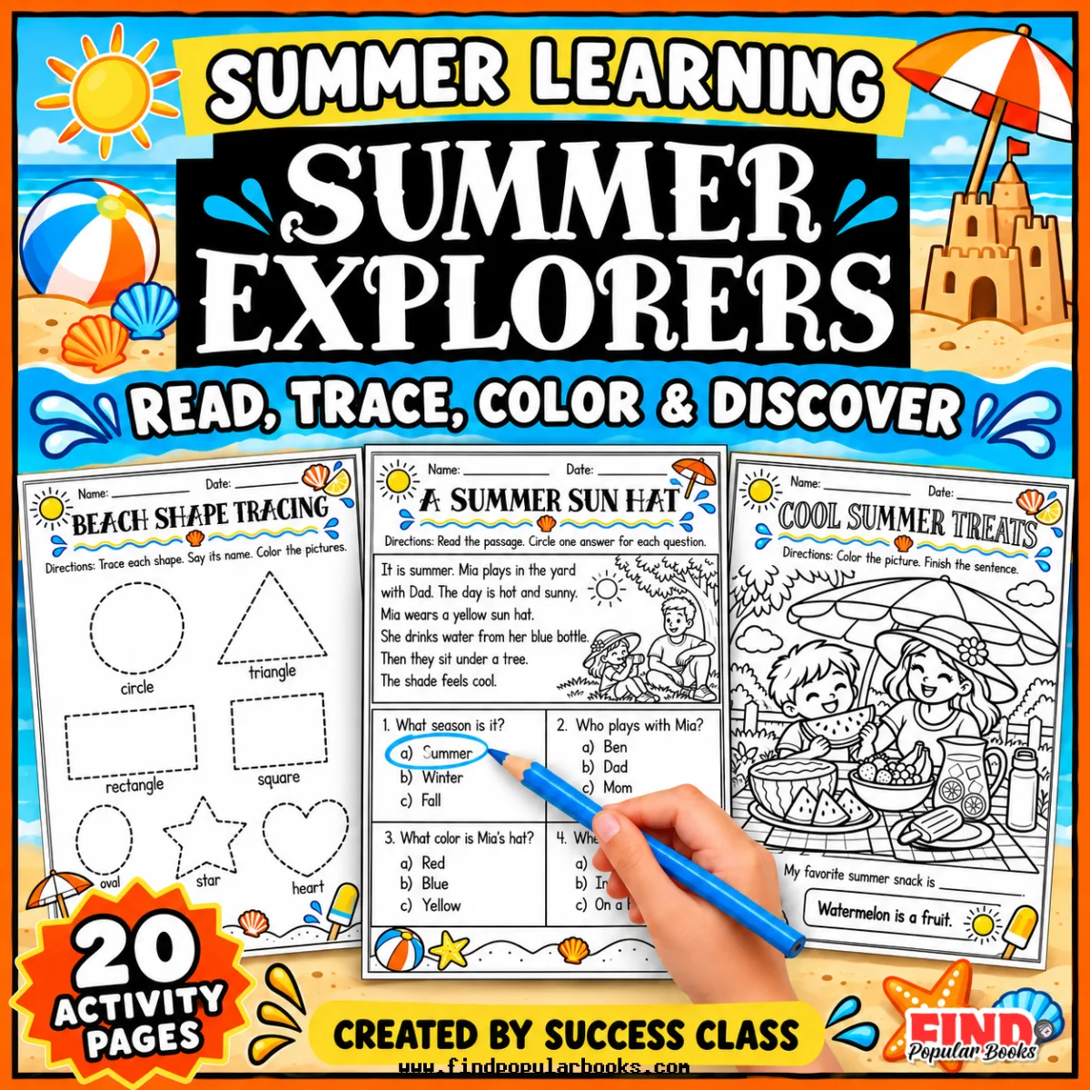Summer Activities | Reading, Shapes, Coloring & Seasonal Worksheets