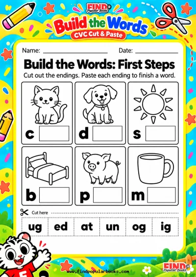 Build the Words | CVC Cut and Paste Worksheets