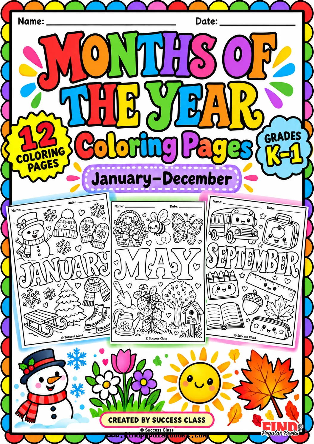 Months of the Year Coloring Pages | January–December Seasonal Activities