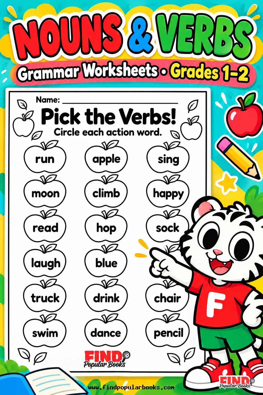 Nouns and Verbs Worksheets | 9 Grammar Activities for Grades 1–2