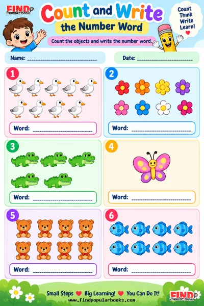 Count and Write Number Words Worksheets | Math and Literacy Practice