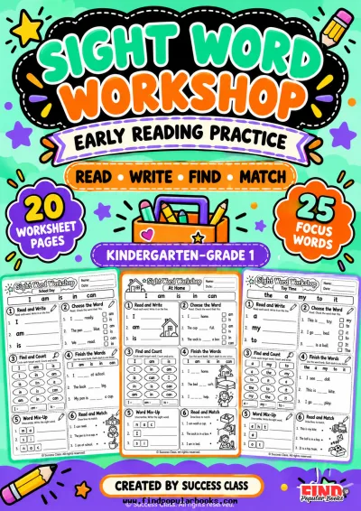 Sight Word Worksheets for Kindergarten & 1st Grade | 20 Six-Activity Pages