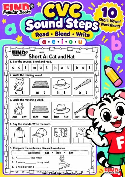CVC Sound Steps: 10 Short Vowel Read, Blend & Write Worksheets