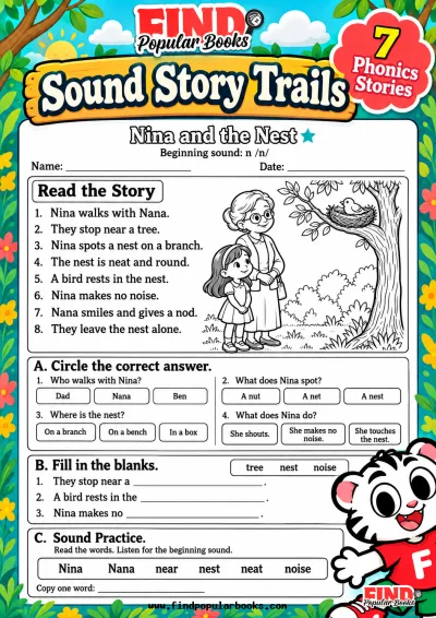 Sound Story Trails: 7 Phonics Reading Comprehension Worksheets
