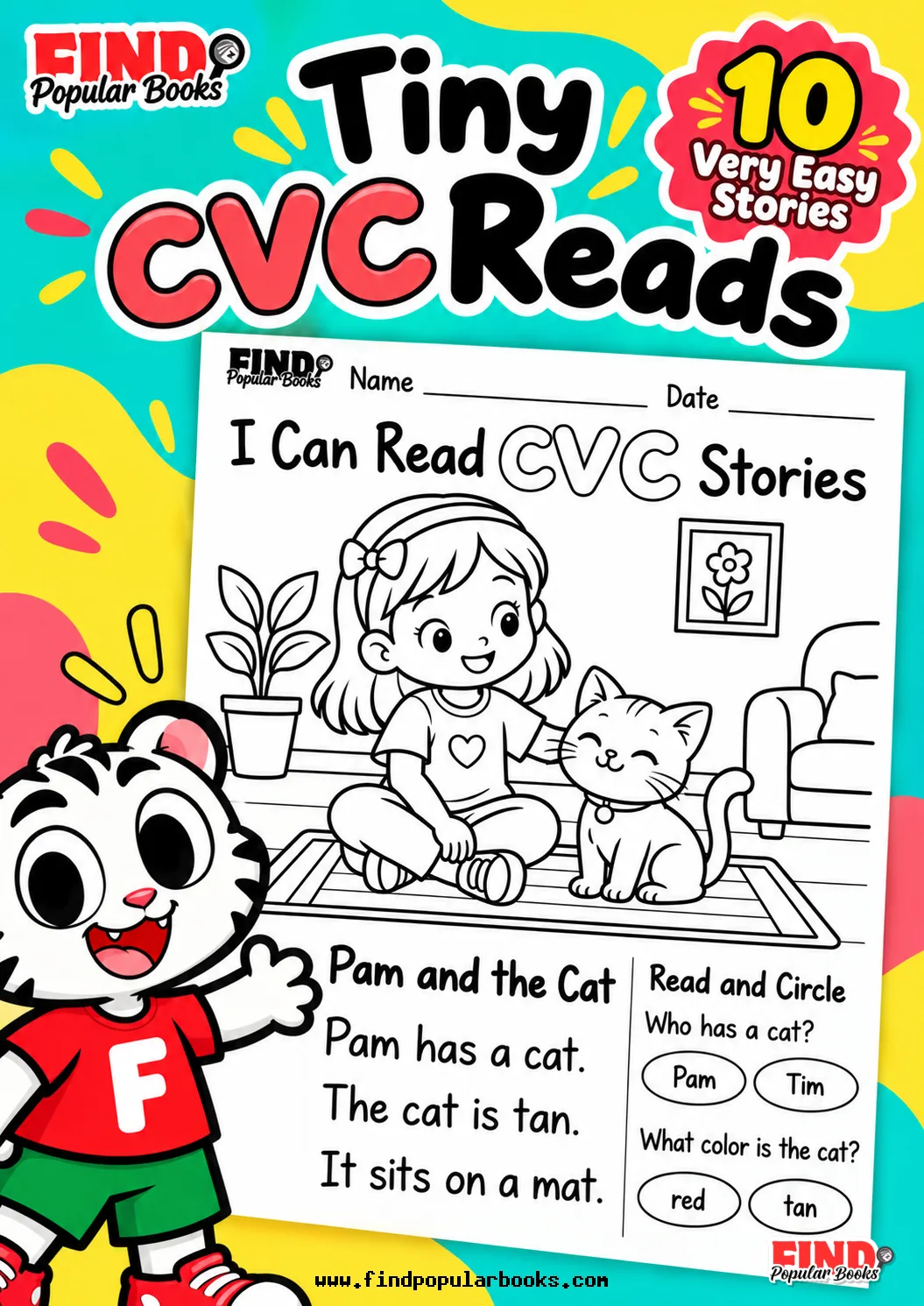 Tiny CVC Reads: 10 Very Easy Stories with 2 Questions Each
