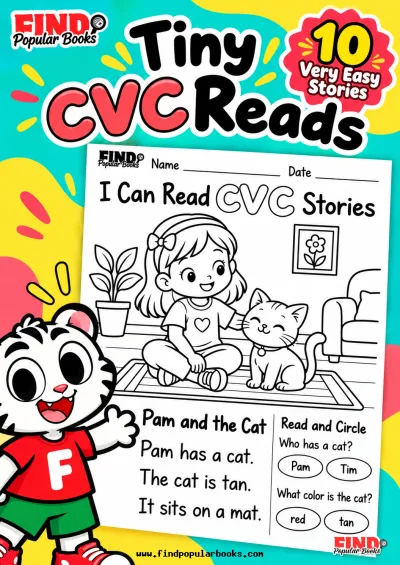 Tiny CVC Reads: 10 Very Easy Stories with 2 Questions Each