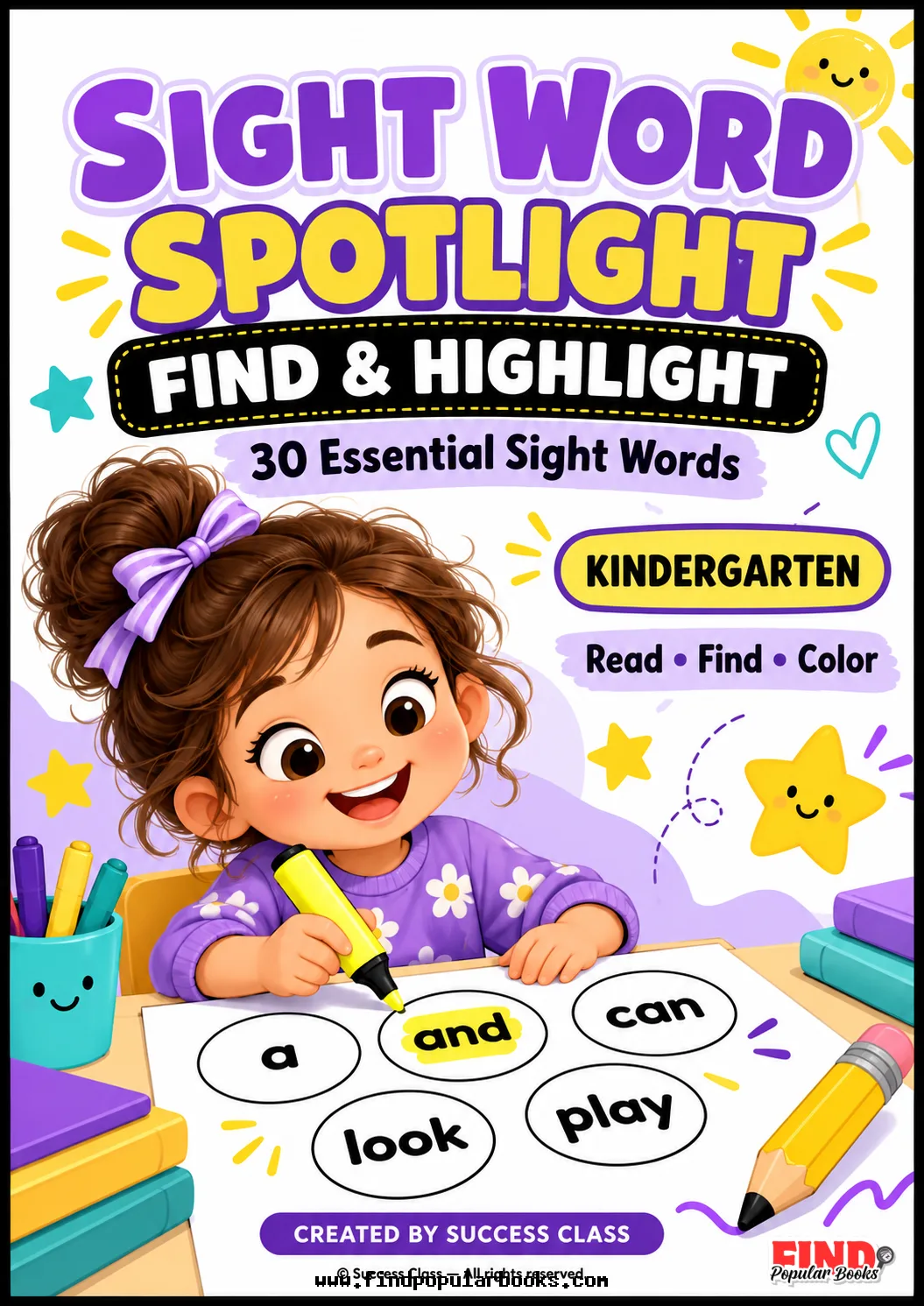 Sight Word Find and Highlight Worksheets | 30 Kindergarten Sight Words