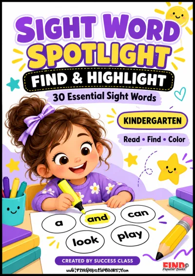 Sight Word Find and Highlight Worksheets | 30 Kindergarten Sight Words