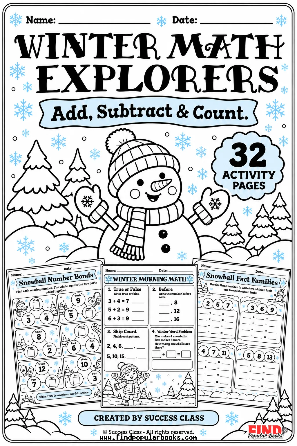 Winter Math Worksheets | 32 Addition, Subtraction & Number Activities
