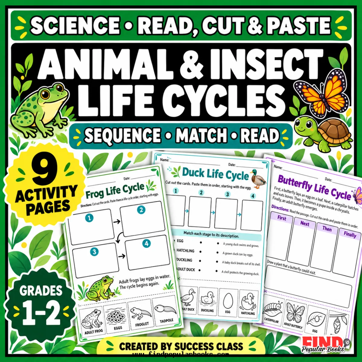 Animal & Insect Life Cycles – 9 Cut-and-Paste Science Worksheets