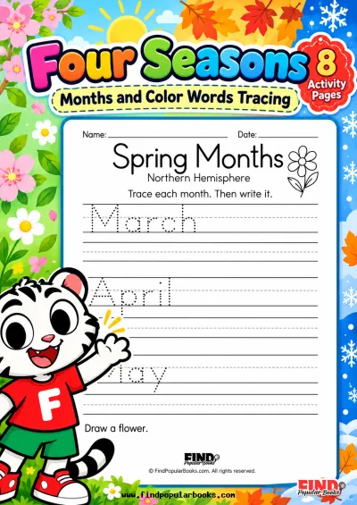 Four Seasons: Months and Color Words Tracing