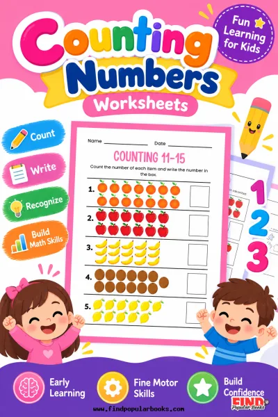 Fruit Counting Numbers Worksheets: Printable Math Activities for Early Learners