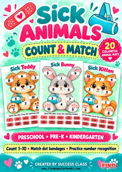 Sick Animal Counting Mats 1–10 | Bandage Number Matching | Preschool & Kindergarten