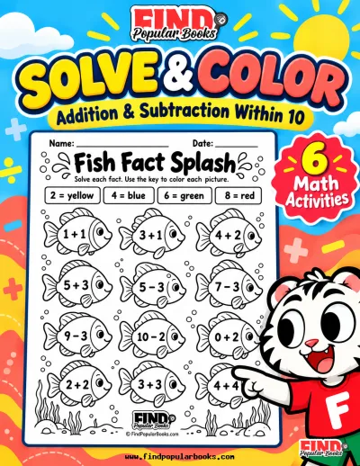 Solve and Color Math Worksheets: Addition and Subtraction Within 10