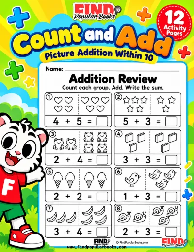 Picture Addition Worksheets Within 10 | Count and Add
