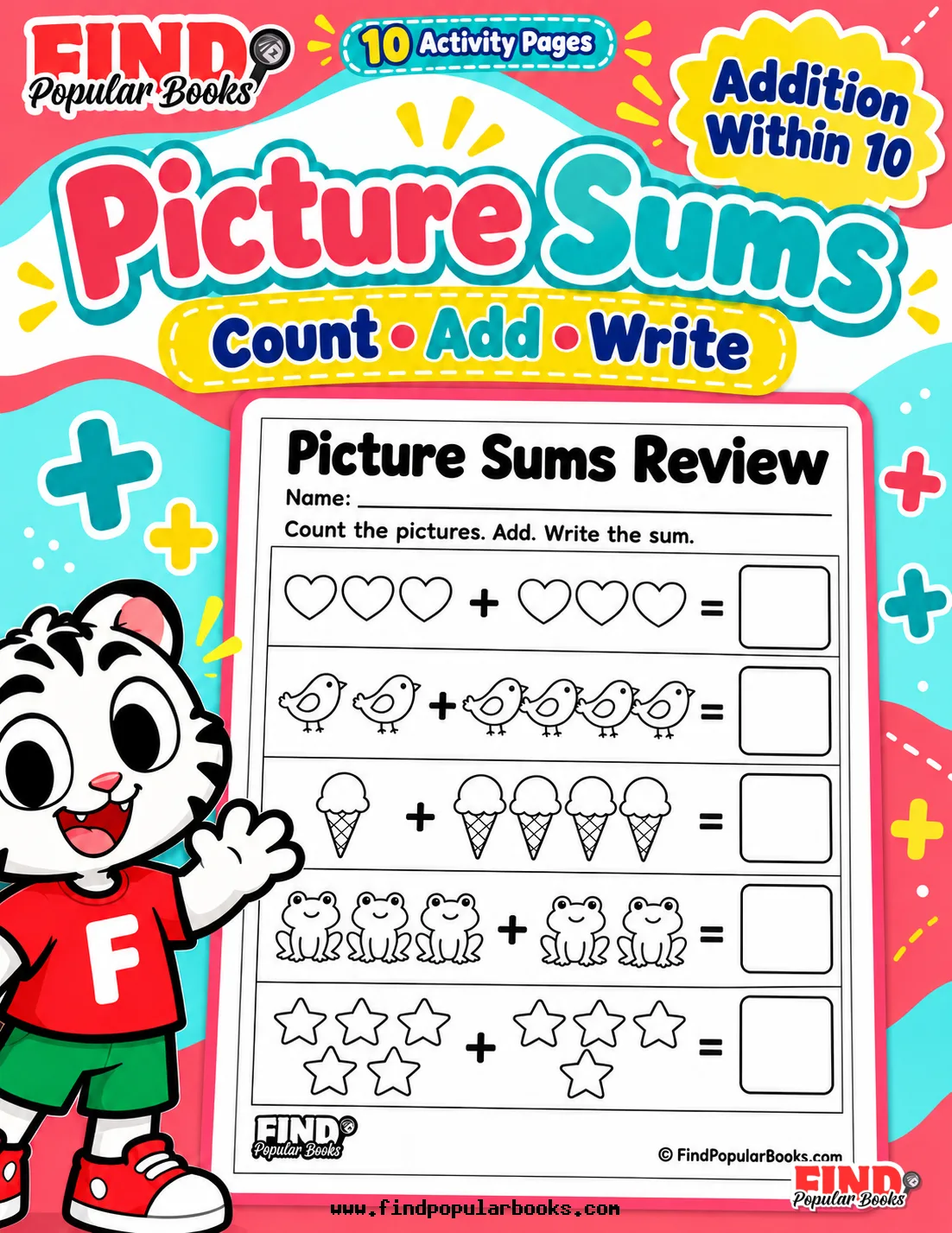 Picture Addition Worksheets | Count the Pictures and Write the Sum