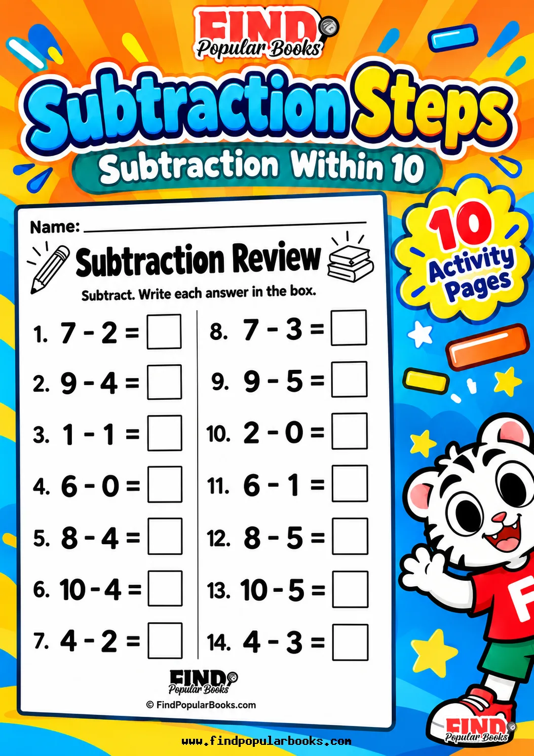 Subtraction Within 10 Worksheets | 140 Math Facts