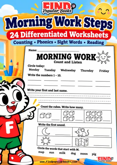 Morning Work Steps: 24 Differentiated Math, Phonics and Reading Worksheets