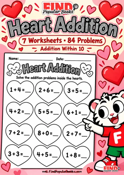 Heart Addition: 84 Addition Facts Within 10