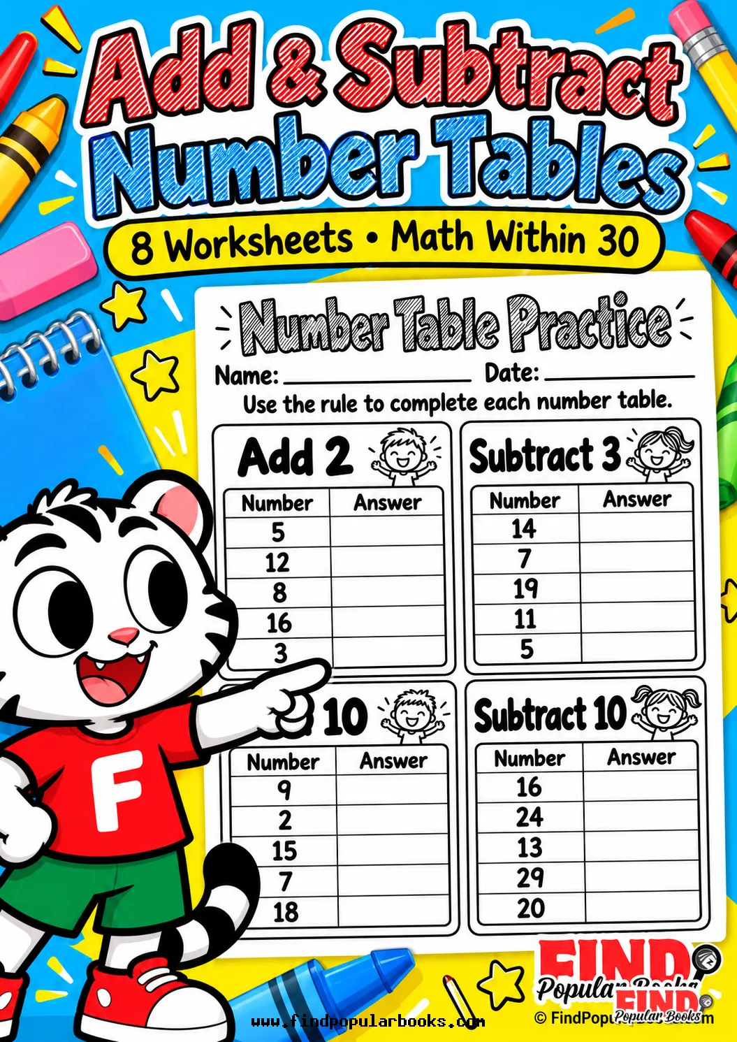Add and Subtract Number Tables Within 30
