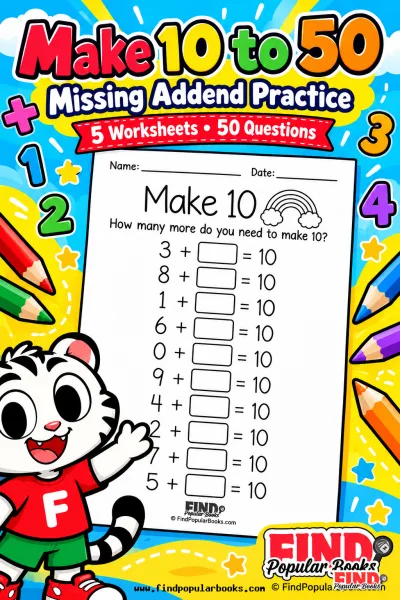 Make 10 to 50: Missing Addend Addition Practice