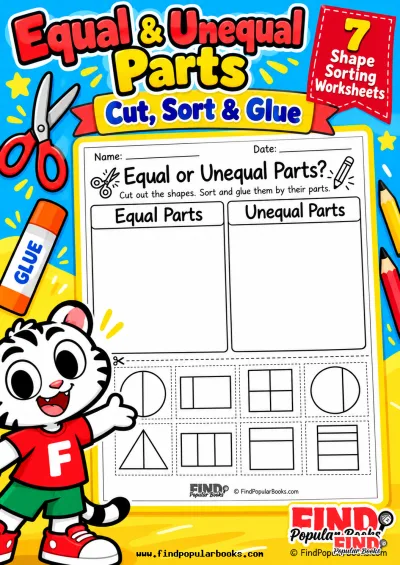 Equal and Unequal Parts: 7 Shape Sorting Worksheets