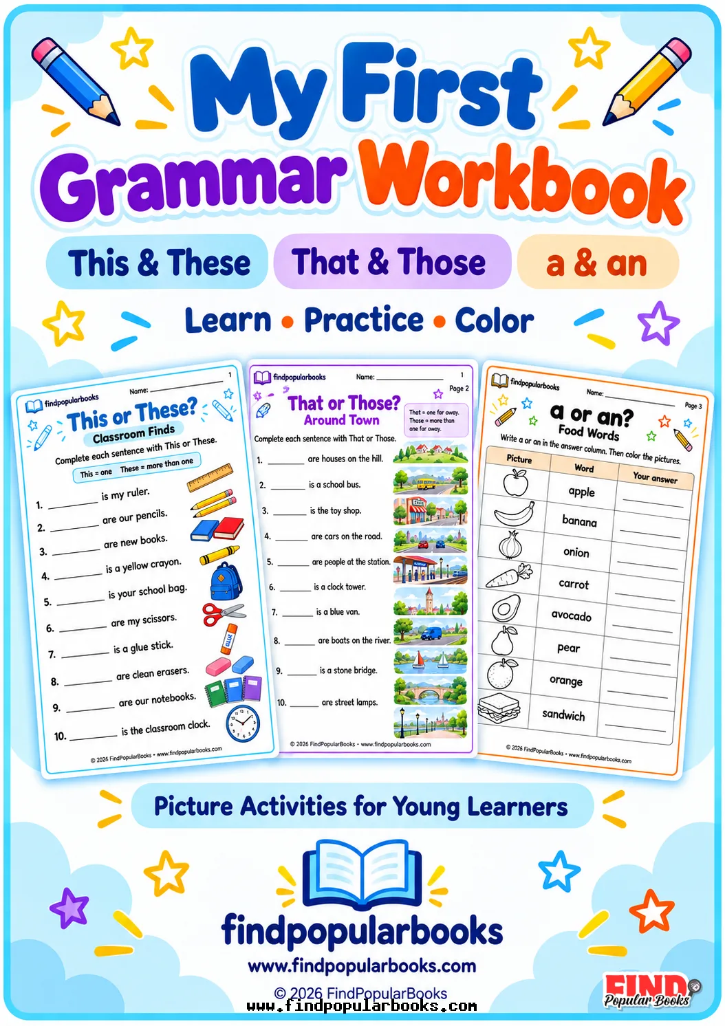 My First Grammar Workbook | This/These, That/Those, and A/An Activities