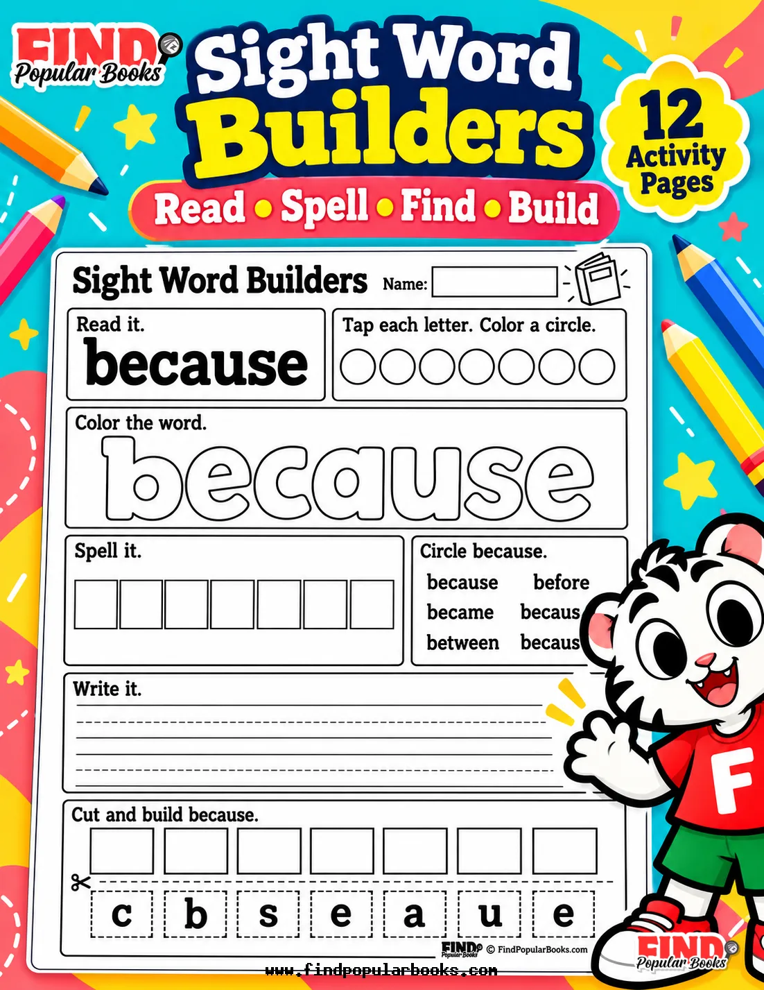 Sight Word Builders: 12 Read, Spell and Build Worksheets