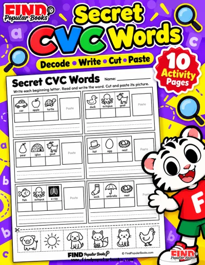 Secret CVC Words: 10 Beginning-Sound Cut and Paste Worksheets