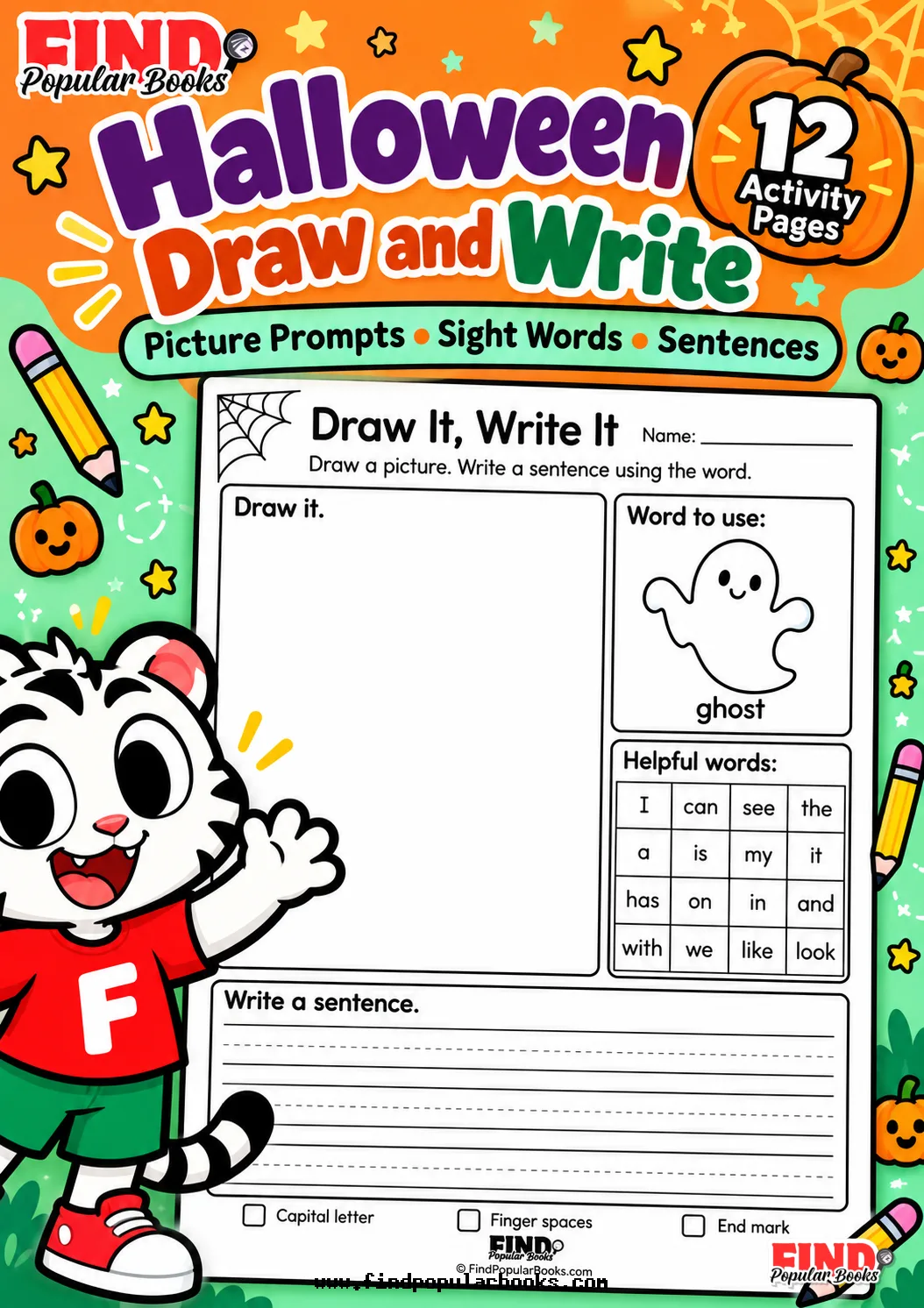 Halloween Draw and Write: 12 Picture Prompt Worksheets
