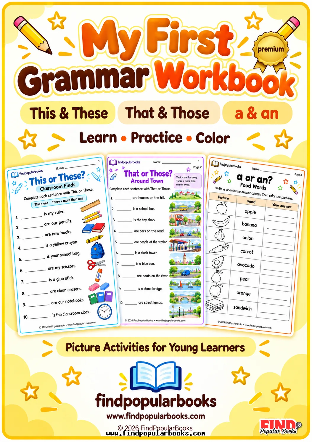 Premium My First Grammar Workbook  | This/These, That/Those, and A/An Activities