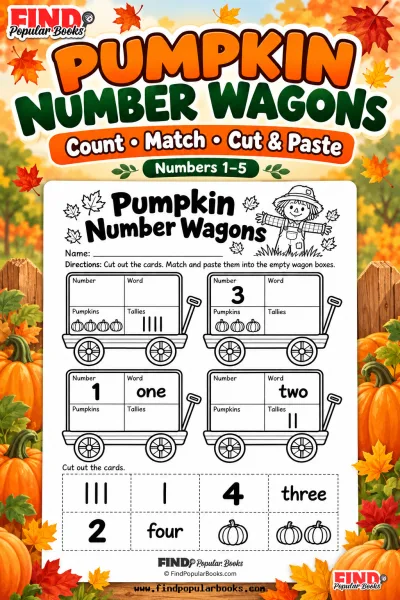 Pumpkin Number Wagons: Cut and Paste Numbers 1–5