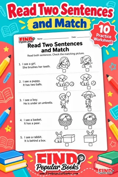 Read Two Sentences and Match Worksheets: Picture Comprehension