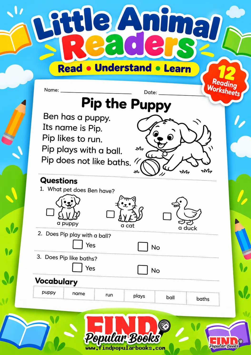 Animal Reading Comprehension Worksheets: 12 Short Passages