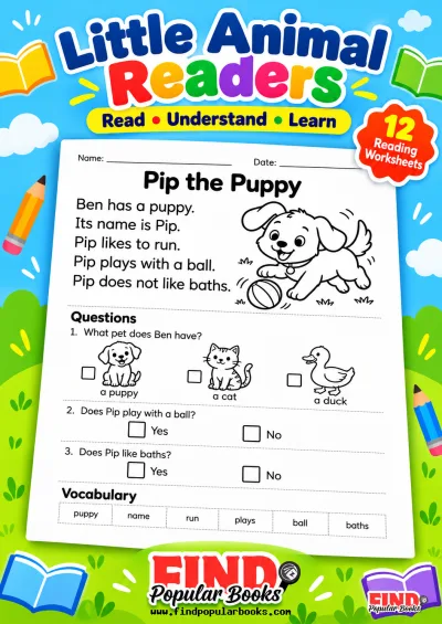 Animal Reading Comprehension Worksheets: 12 Short Passages