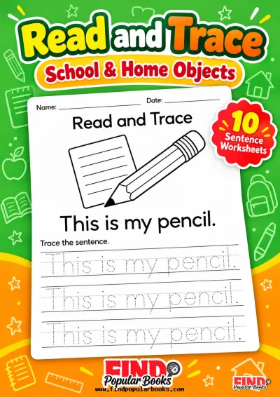 School and Home Objects Sentence Tracing Worksheets