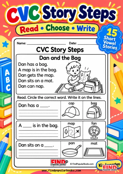 CVC Short Vowel Stories: Read and Write with Picture Choices