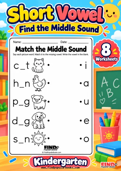 Short Vowel Matching Worksheets: Find the Missing Middle Sound