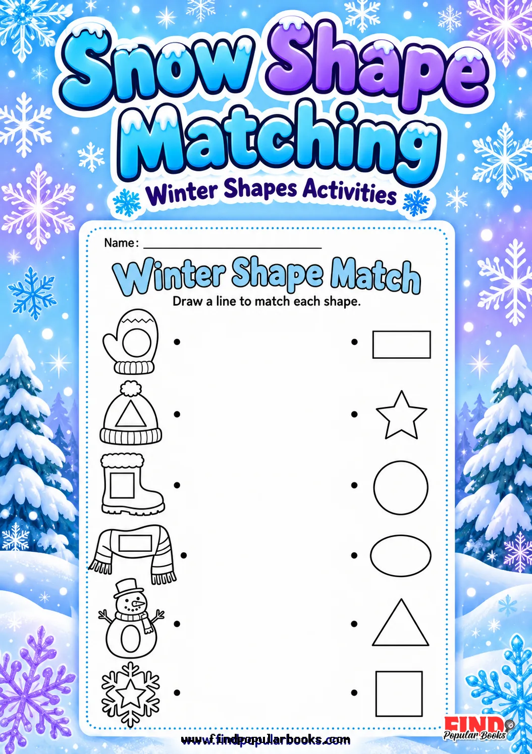 Snow Shape Matching: Winter Shapes Activities