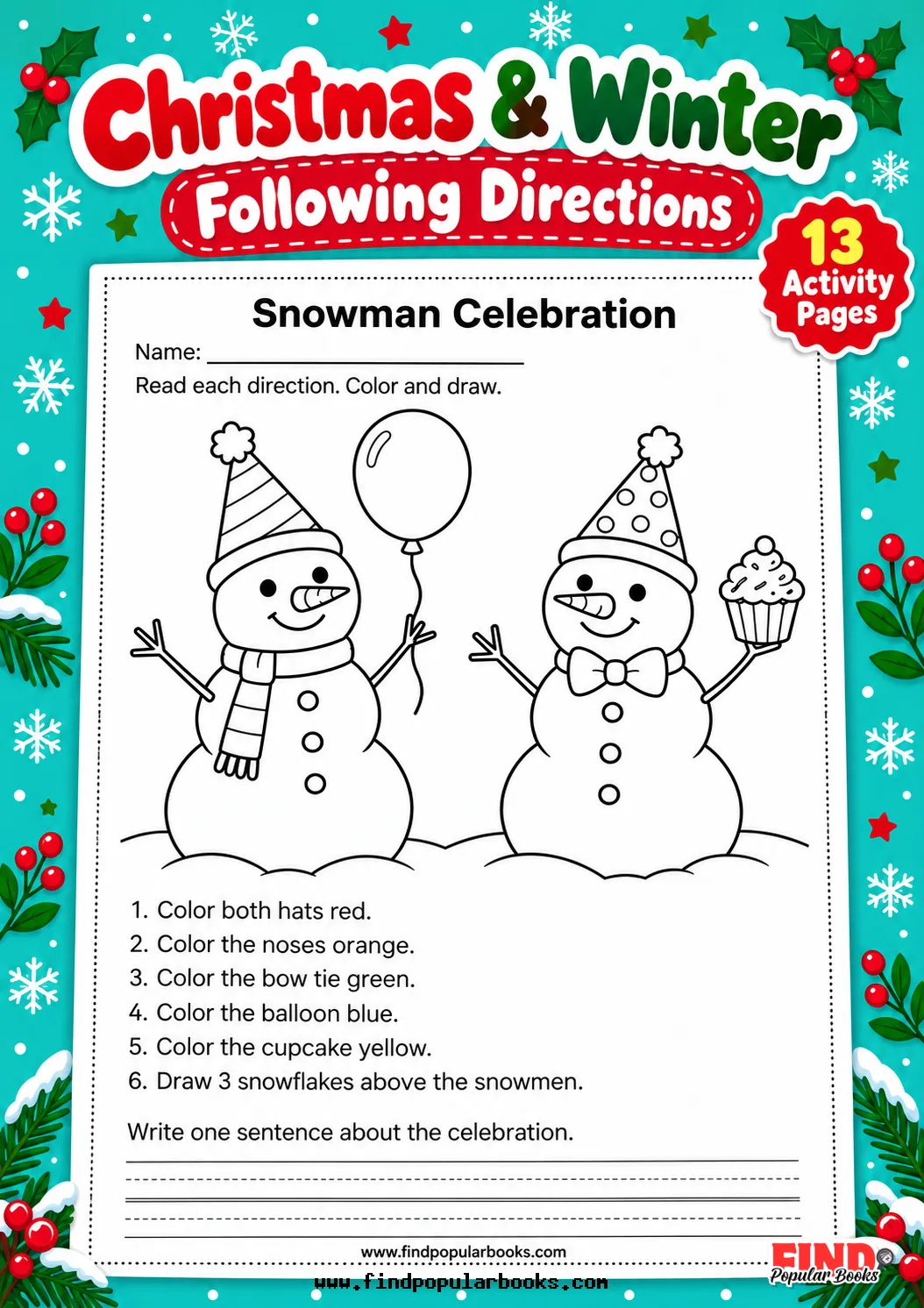 Christmas & Winter Following Directions Worksheets