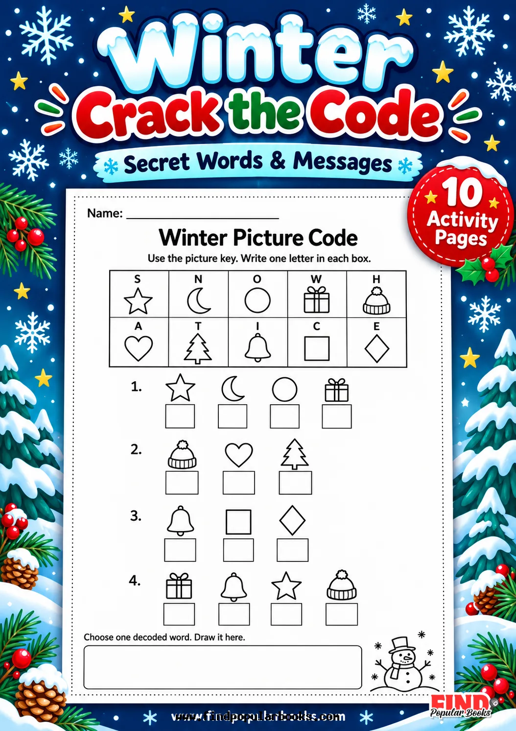 Winter Crack the Code Worksheets: Secret Words & Messages