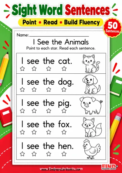 Sight Word Sentences: 50 Illustrated Reading Strips