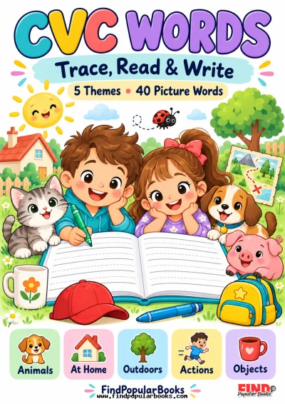 CVC Word Tracing Worksheets: 40 Picture Words in 5 Themes